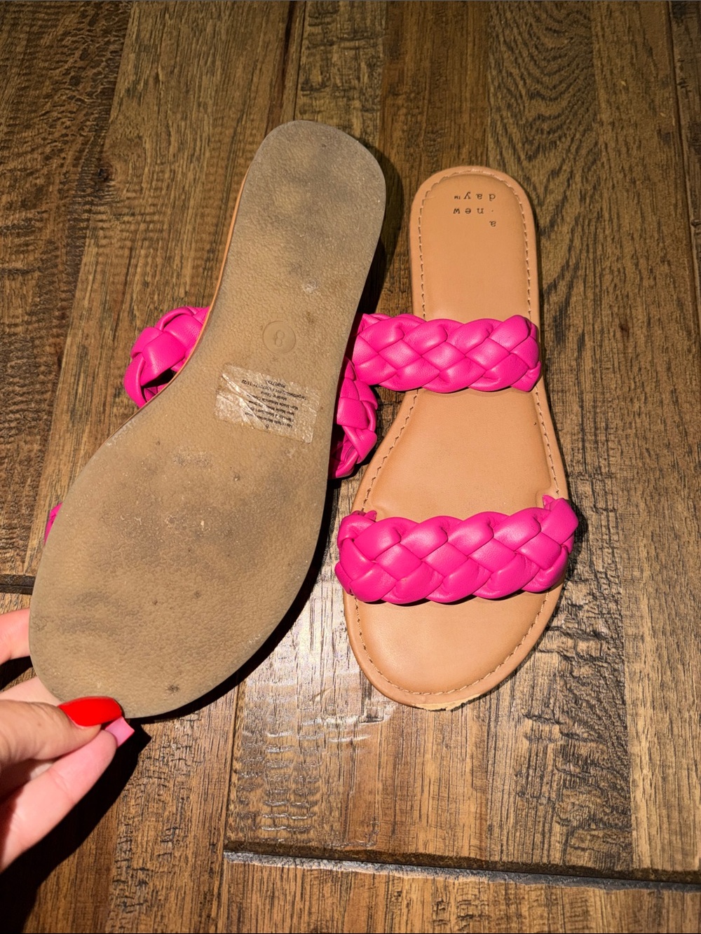 a new day Bright Pink Braided Double-Strap Slide Sandals - Picture 3 of 3